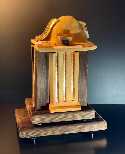 Wooden sculpture dark background